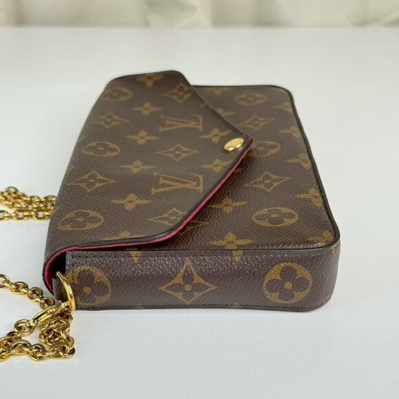 Louis Vuitton Monogram Canvas Felicie Shoulder Bag Crossbody with Gold Chains - Picture 4 of 9